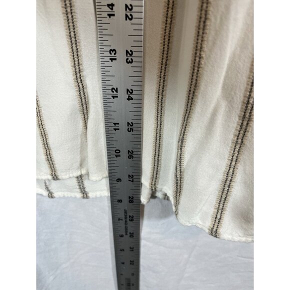 Fever 2X Long Sleeved White Striped Tunic Blouse - Picture 6 of 7